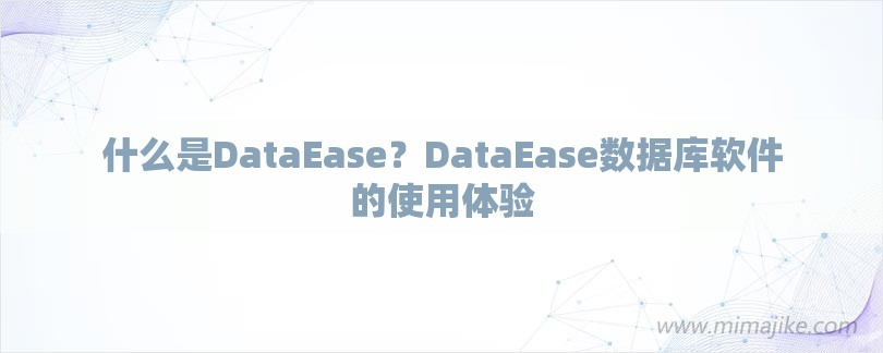什么是DataEase？DataEase数据库软件的使用体验