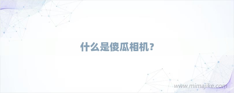 什么是傻瓜相机？-第1张图片