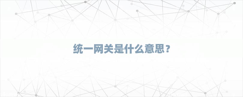 统一网关是什么意思？-第1张图片