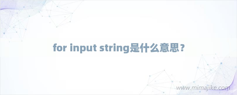 for input string是什么意思？-第1张图片